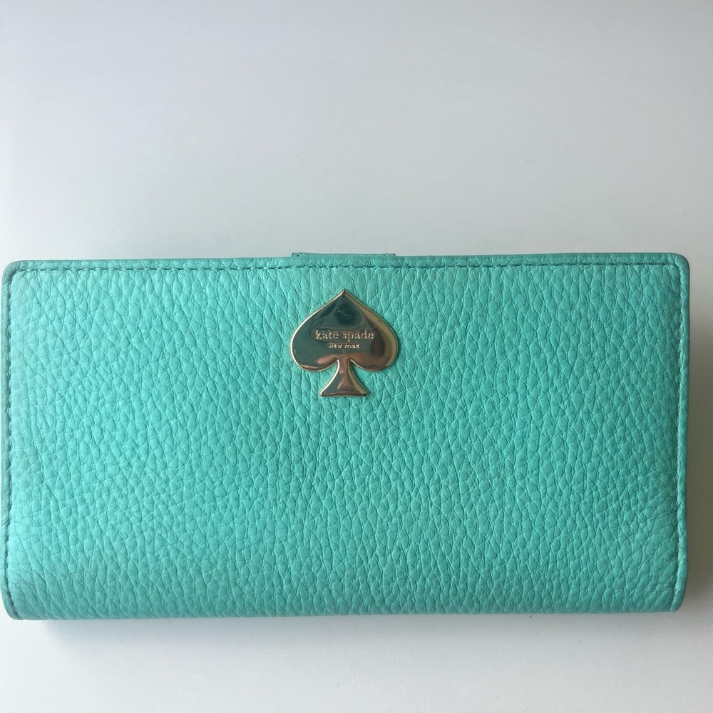 Kate Spade wallet Tiffany blue bow clasp credit card pockets organizer handbag